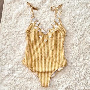 Jessica Simpson One-Piece Yellow Swimsuit, Size L